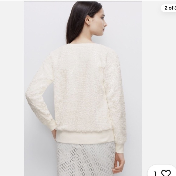 Ann Taylor Cracked Ice Sweatshirt Sweater Winter White. Size Medium. - Picture 3 of 15